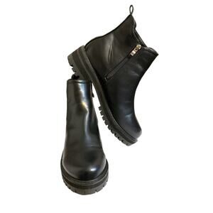 Shein Boots Women's Platform Sz 6.5M Black Ankle Side Zip Chunkly Rubber Sole